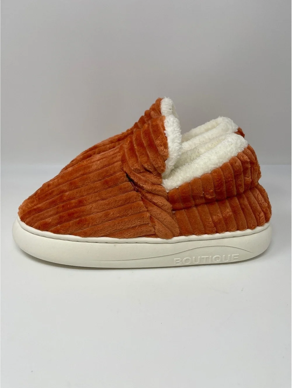 Boutique Orange Corduroy Fleece Lined Slippers Mules Platform EU 42-43 9-10